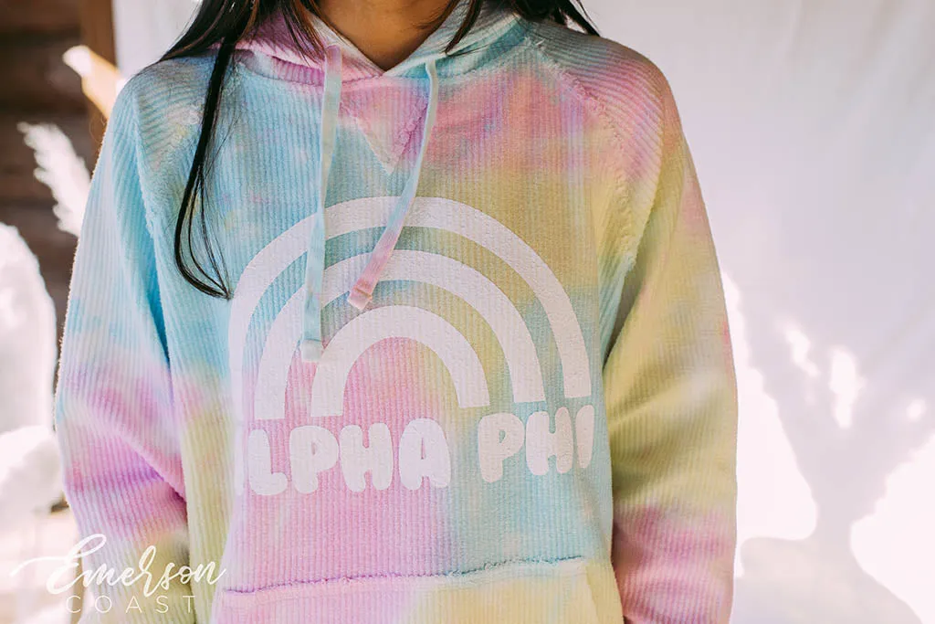 Alpha Phi Tie Dye Corduroy Hoodie