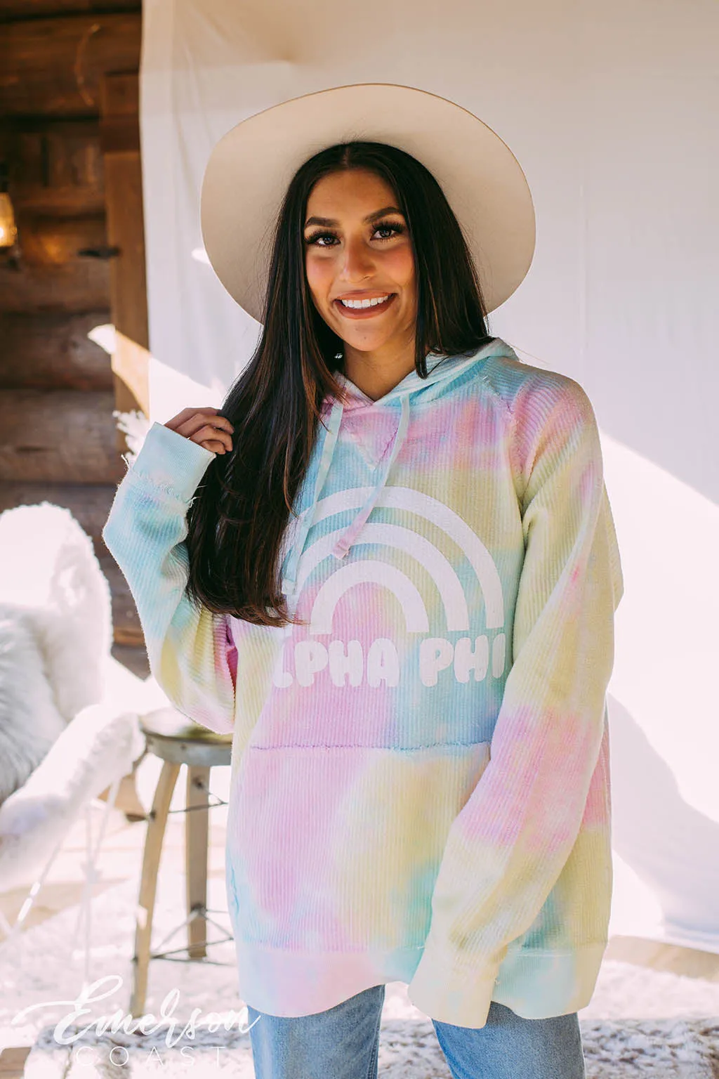 Alpha Phi Tie Dye Corduroy Hoodie