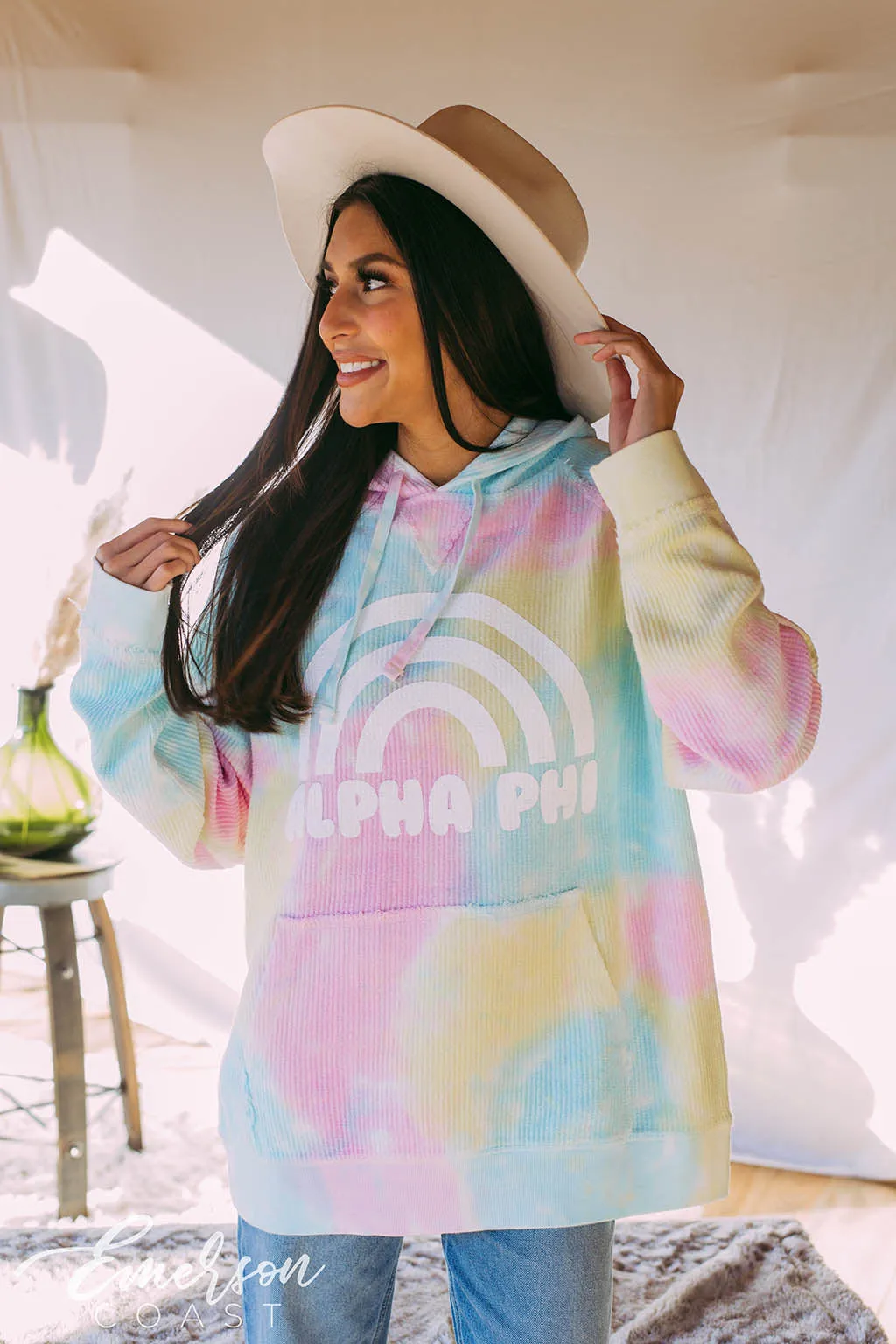Alpha Phi Tie Dye Corduroy Hoodie
