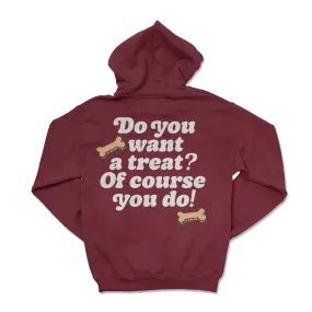 Dog Treatz - Maroon/ Grey (Adult Hoodie)