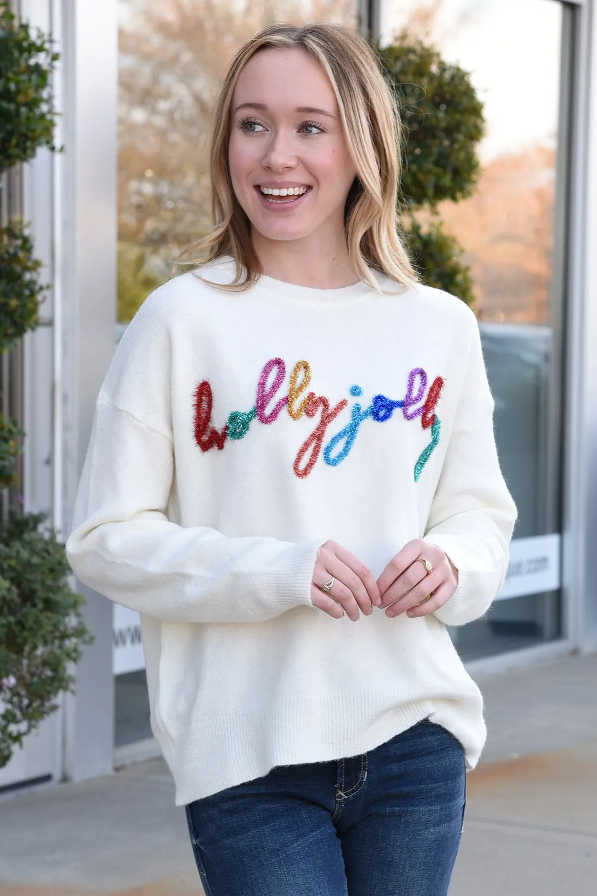 HOLLY JOLLY SWEATER -WHITE