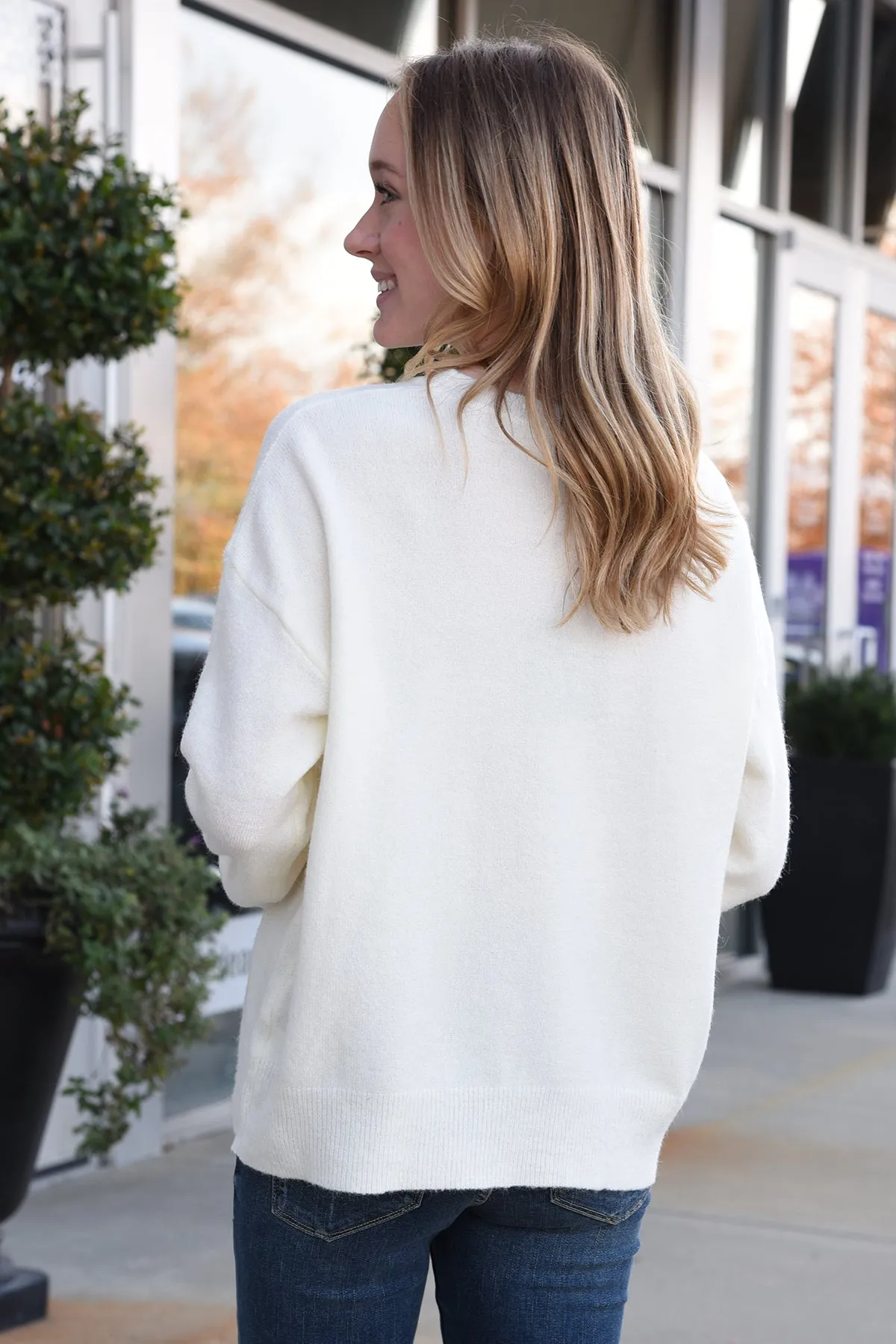 HOLLY JOLLY SWEATER -WHITE