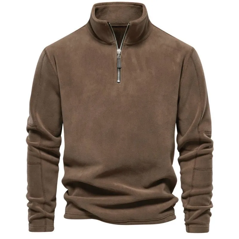 Men's Lambswool Sweatshirt Stand Collar Half Zip Long Sleeve Top 85243177L
