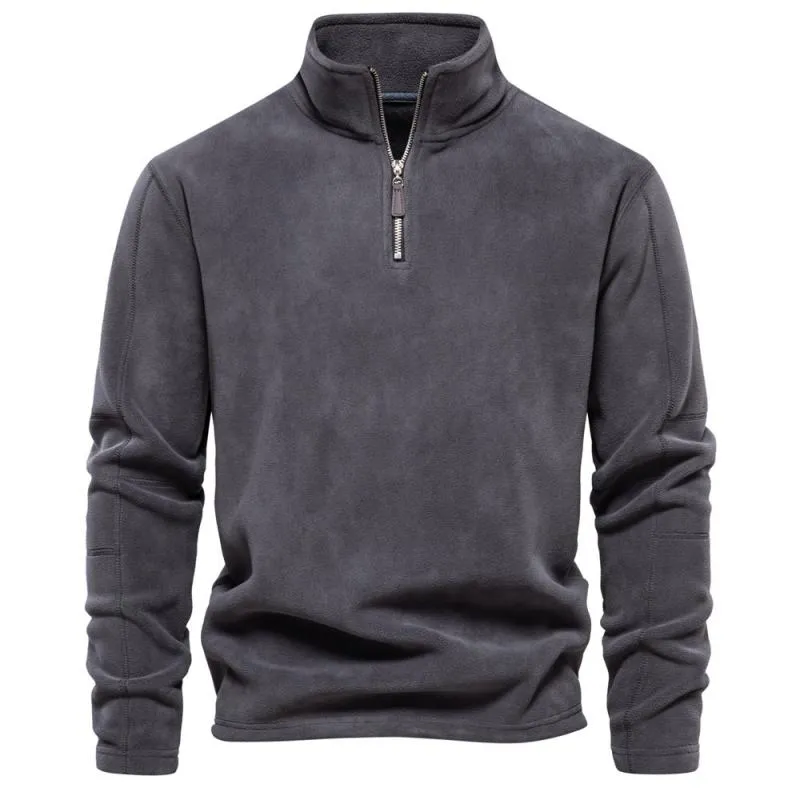 Men's Lambswool Sweatshirt Stand Collar Half Zip Long Sleeve Top 85243177L