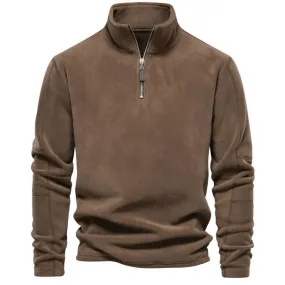 Men's Lambswool Sweatshirt Stand Collar Half Zip Long Sleeve Top 85243177L