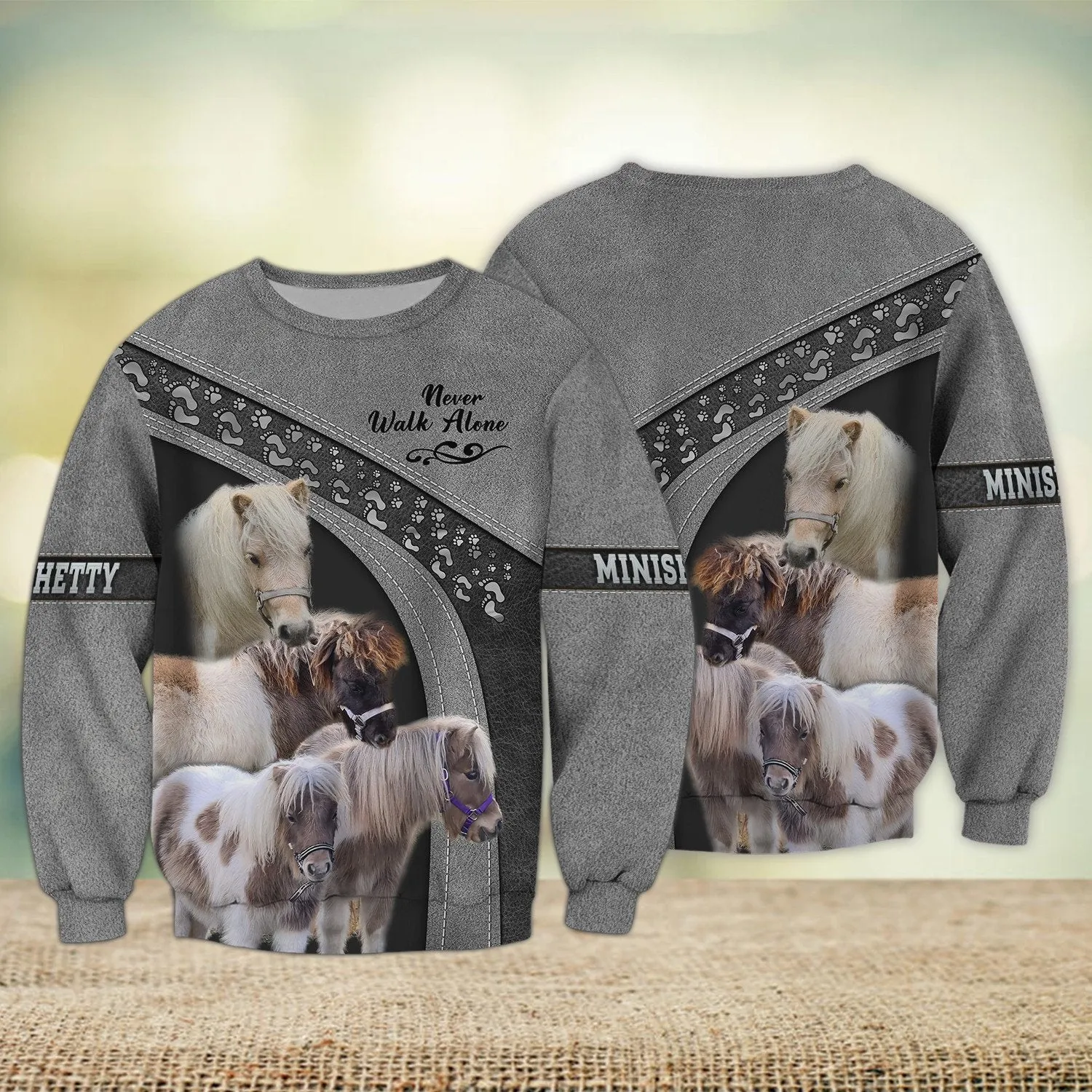 Minishetty Love Never Walk Alone Grey 3D Full Print Shirts, Shirt For Horse Lovers
