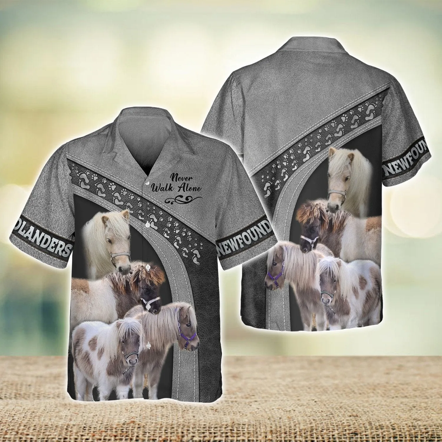 Minishetty Love Never Walk Alone Grey 3D Full Print Shirts, Shirt For Horse Lovers
