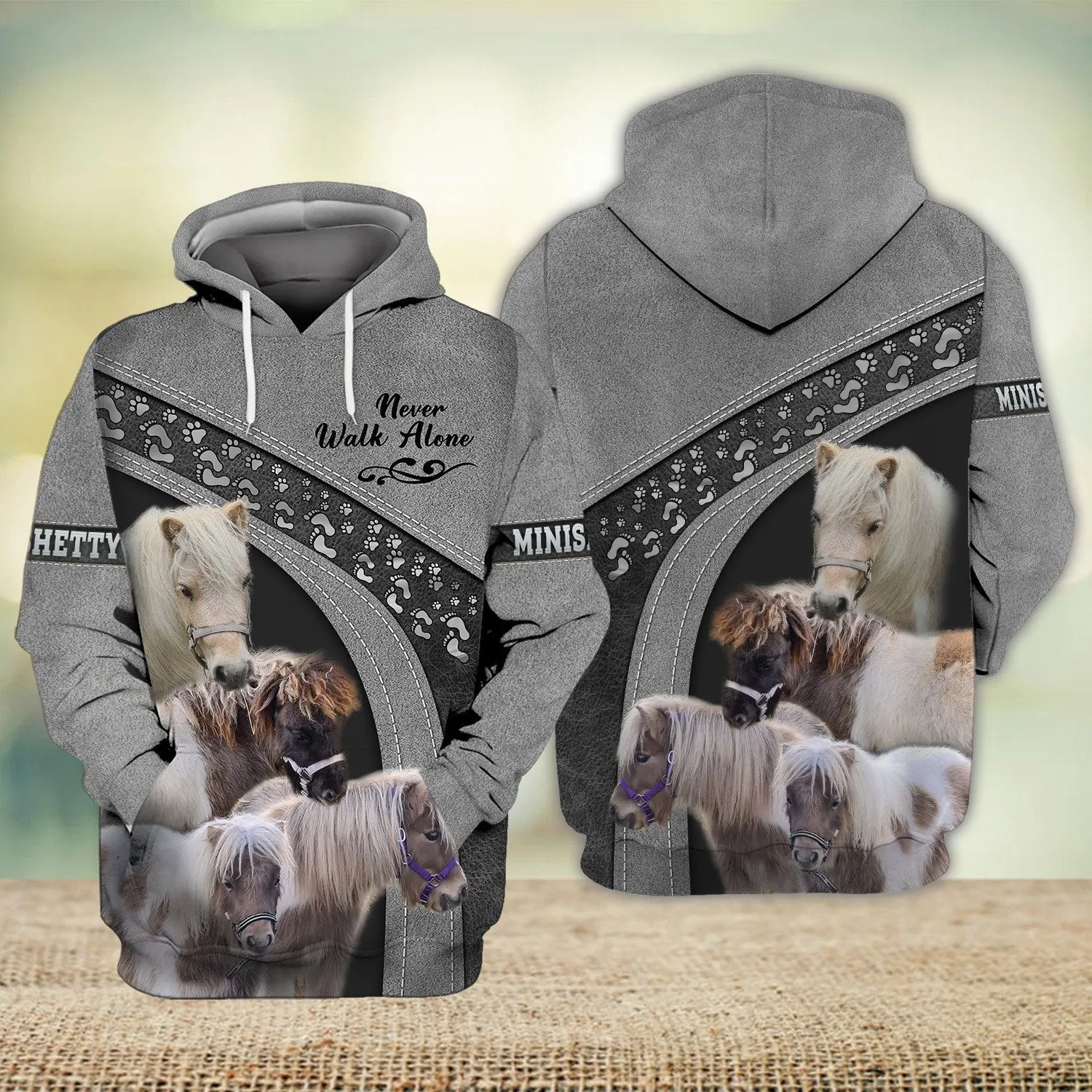 Minishetty Love Never Walk Alone Grey 3D Full Print Shirts, Shirt For Horse Lovers
