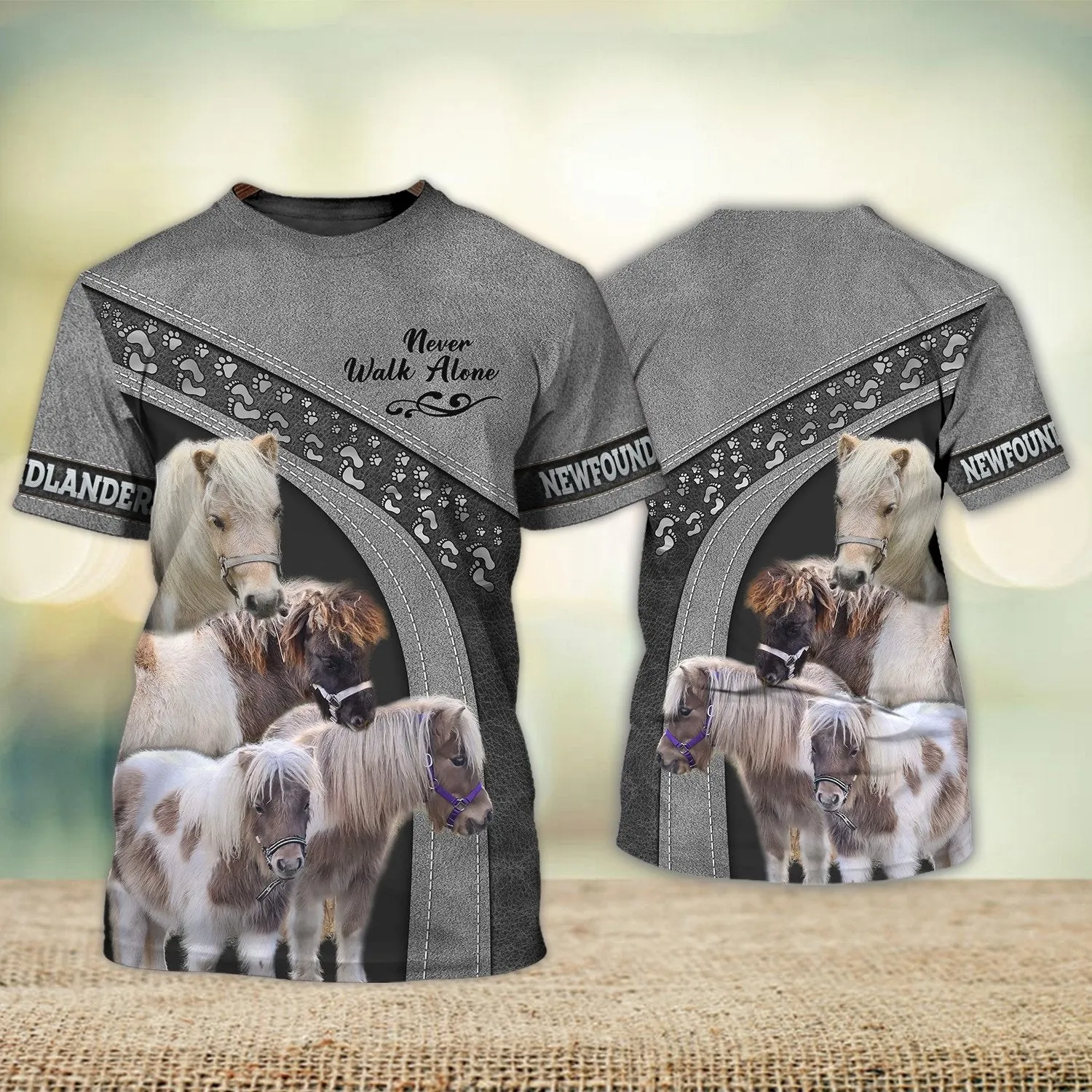 Minishetty Love Never Walk Alone Grey 3D Full Print Shirts, Shirt For Horse Lovers